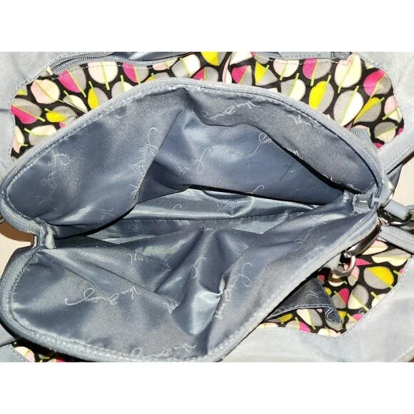 Vera Bradley Womens Purse Solid Gray Quilted 2-Handles Shoulder Strap Pockets - Picture 8 of 12